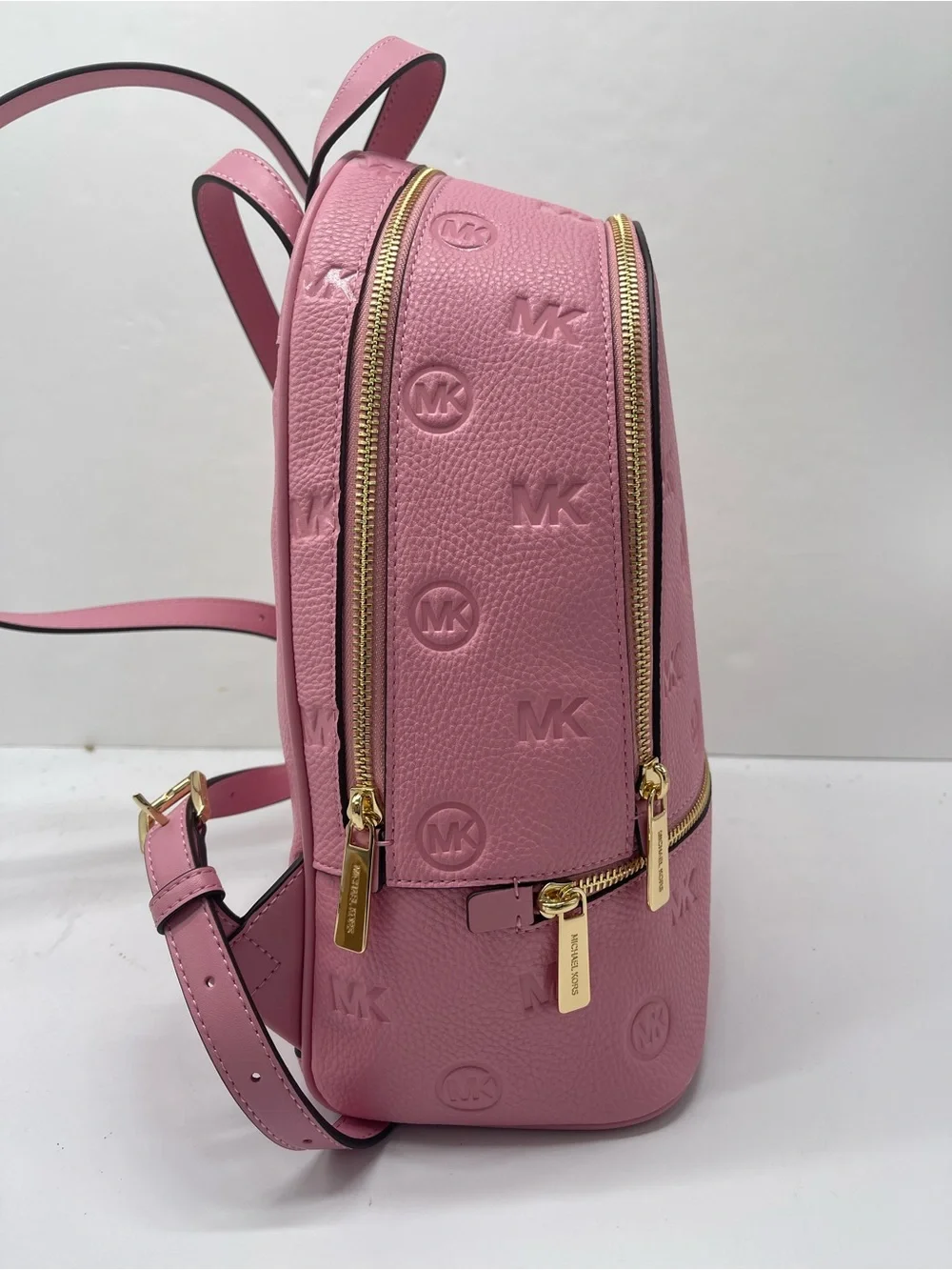 Michael Kors Pink Embossed MK Pebbled Leather Mini Backpack